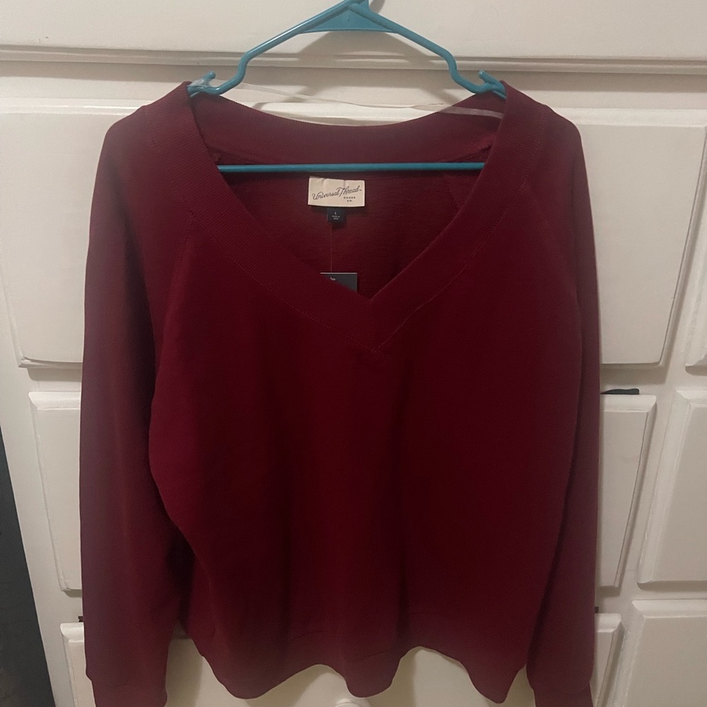 Universal Thread V-Neck Sweater in Deep Red
